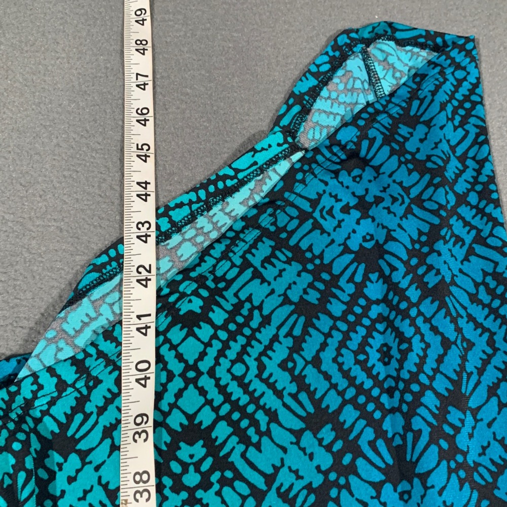 Catherines Maxi Dress Womens 0XWP 14/16WP Teal Black Tribal Handkerchief Hem Exc - Picture 6 of 7